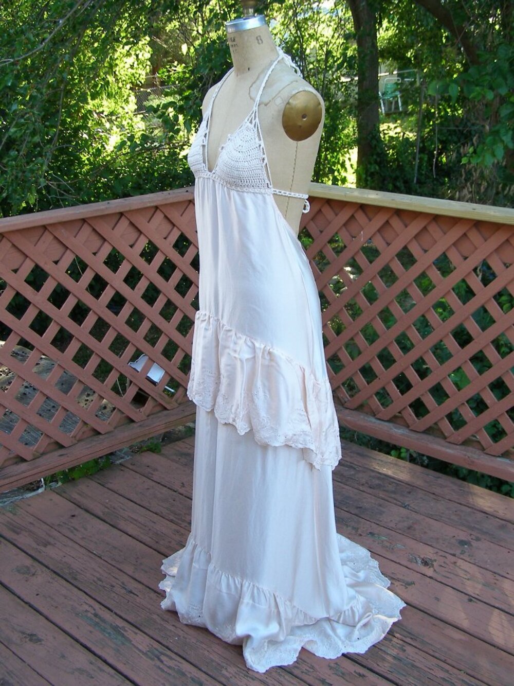 RARE nwt Patrizia Pepe size 8 Silk and Crochet Maxi Dress Light Petal Pink color - Picture 15 of 15